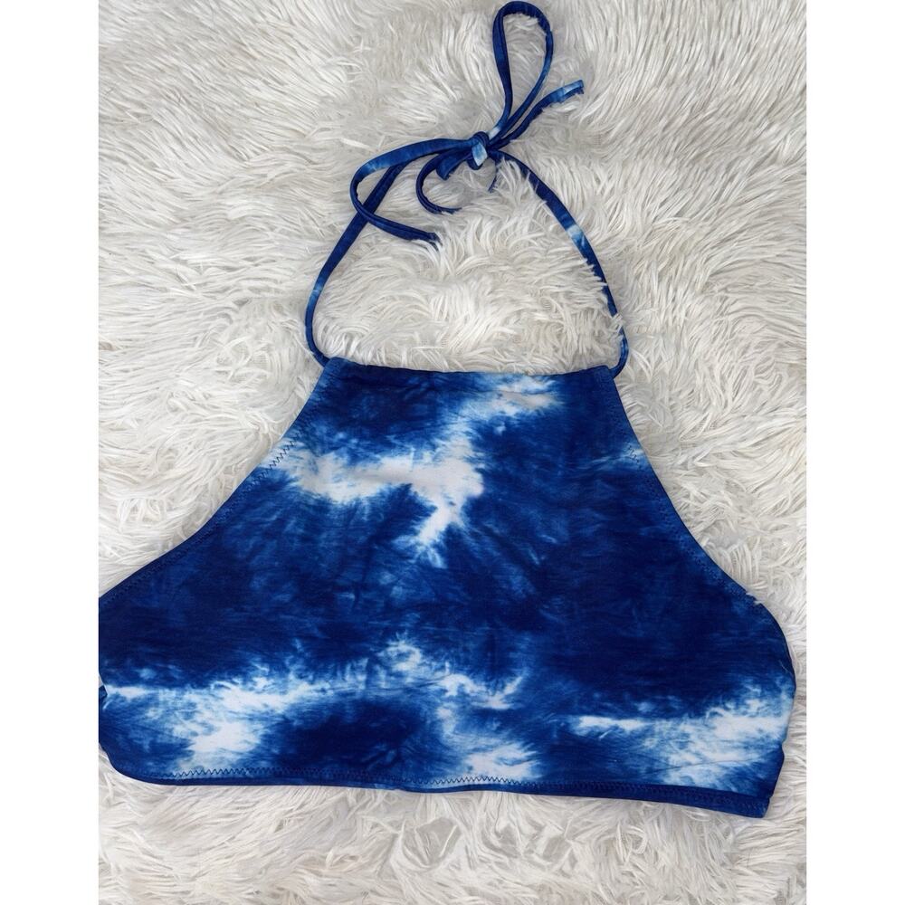 Ekouaer Women’s M Blue/white Tie Dye Bikini Top. Cute, Fun